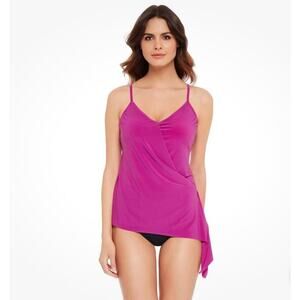 NWT Magicsuit Swimwear Alex Underwire Tankini Top Hibiscus Pink Women's Size 8